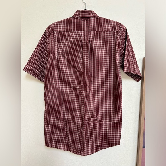 NWOT LL Bean Mens Red Plaid Button Down Short Sleeve Shirt - S Wrinkle Resistant - Picture 2 of 10
